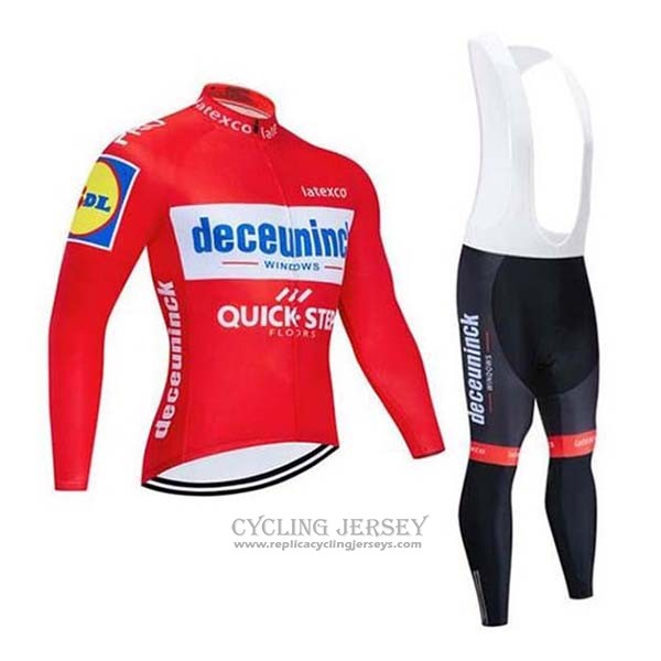 2020 Cycling Jersey Deceuninck Quick Step Red White Long Sleeve And Bib Tight